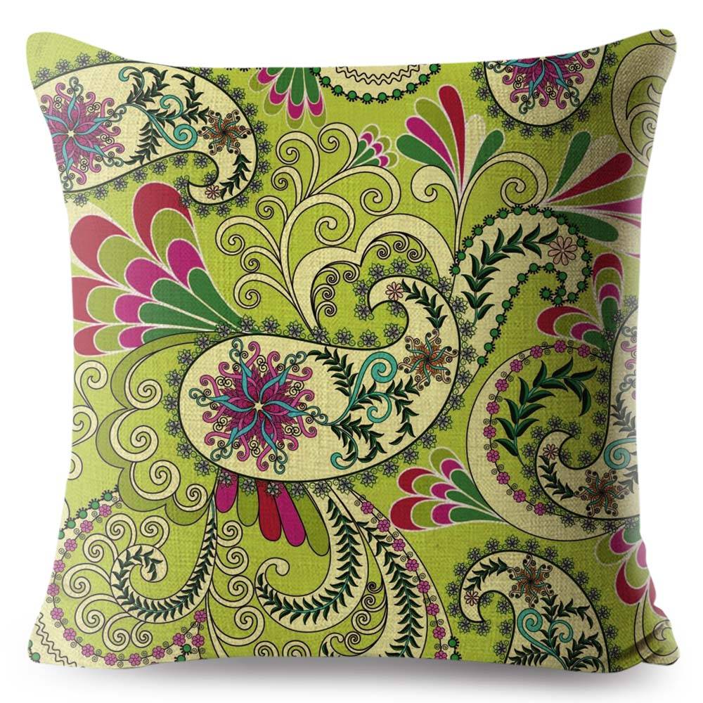 bohemian green paisley pillow case