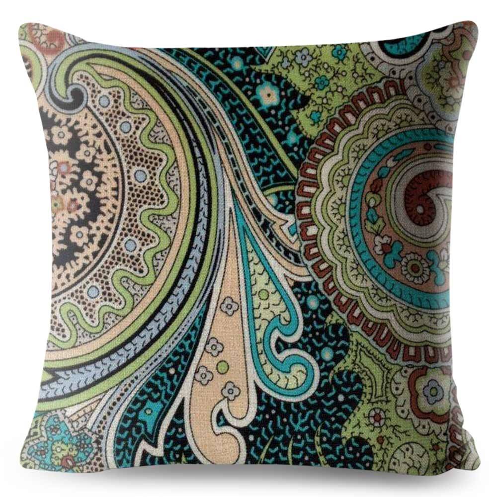 bohemian colorful paisley pillow cover