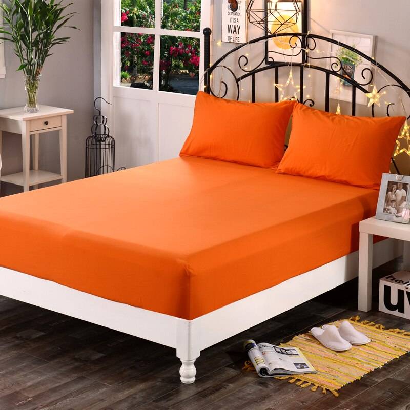 Micro Polyester Fitted Sheet With Four Elastic Corners Orange