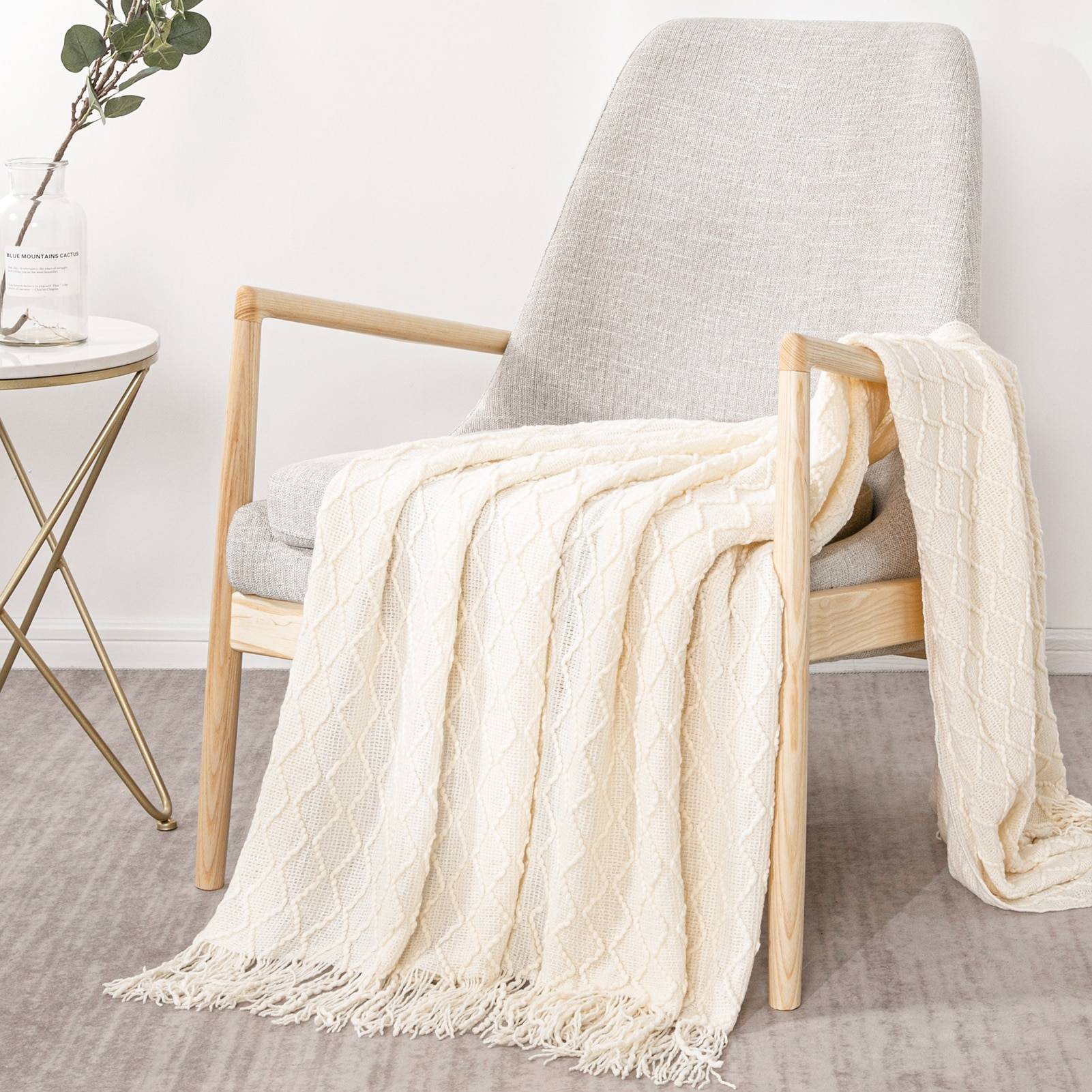 Knit Throw Blanket Solid Decorative Color Throw Blankets