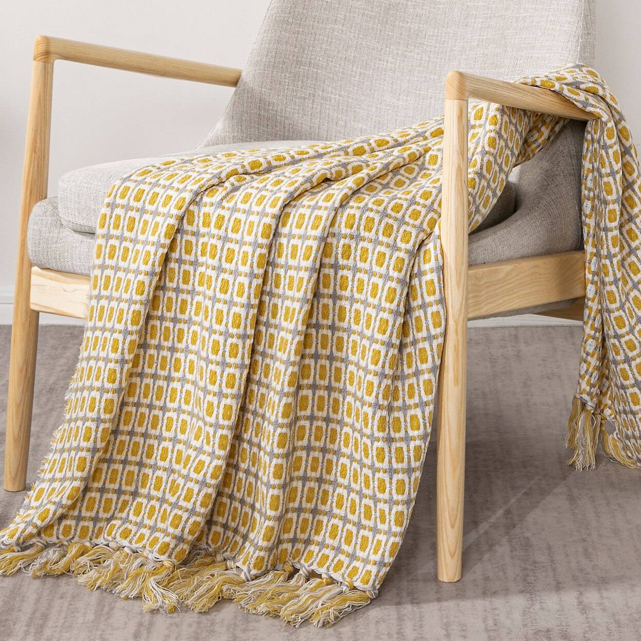 Knit Throw Blanket Solid Decorative Color