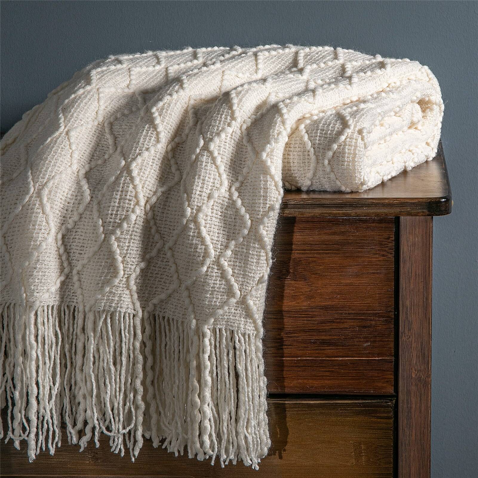 Knit Throw Blanket Solid Decorative Color