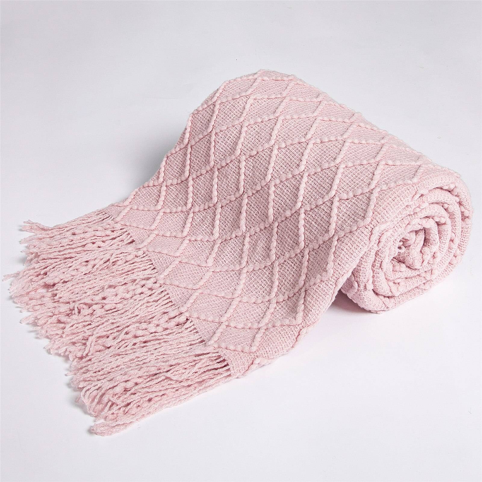 Knit Throw Blanket Solid Decorative Color