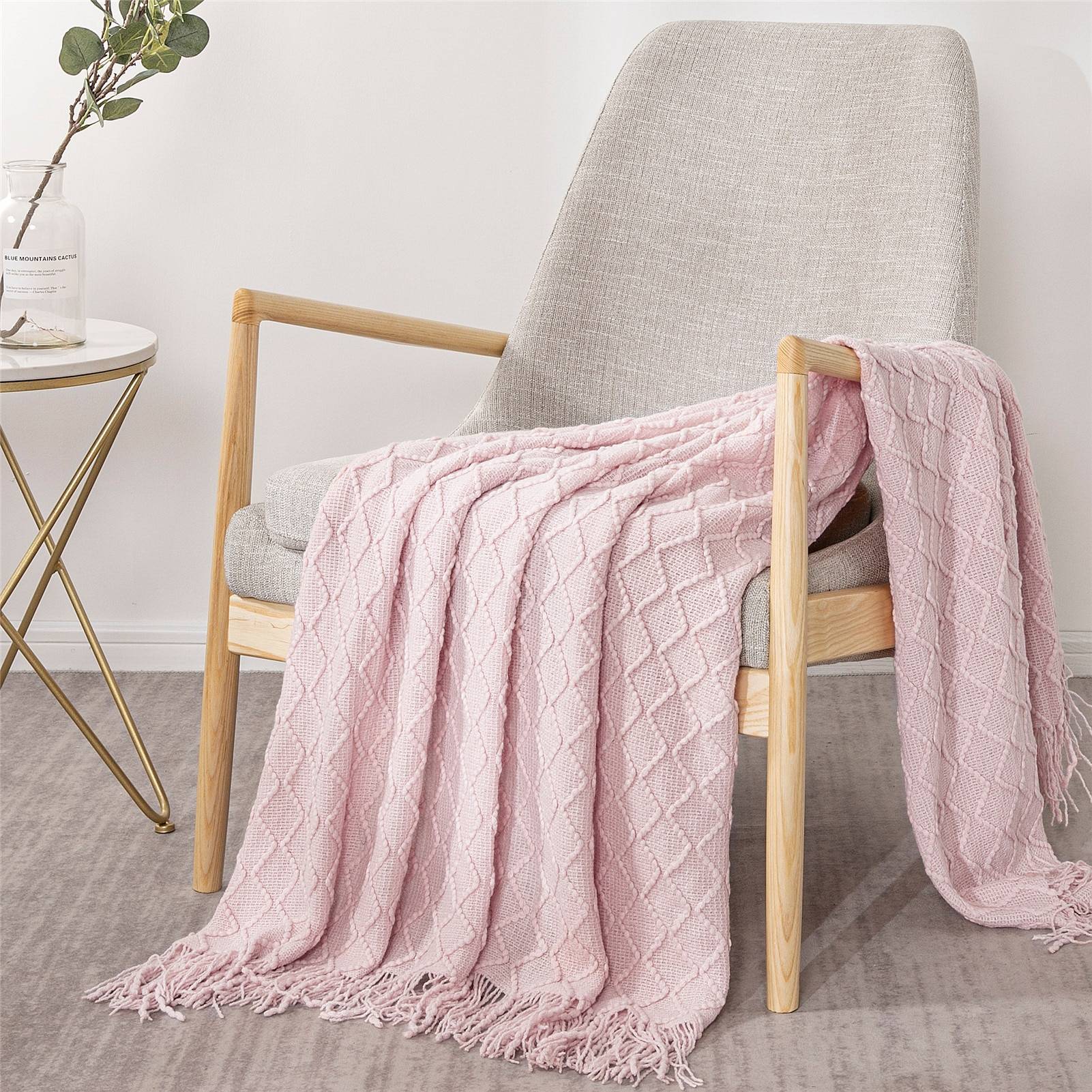 Knit Throw Blanket Solid Decorative Color