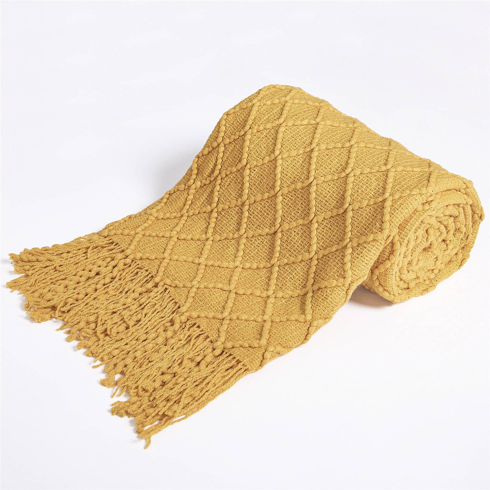 Knit Throw Blanket Solid Decorative Color