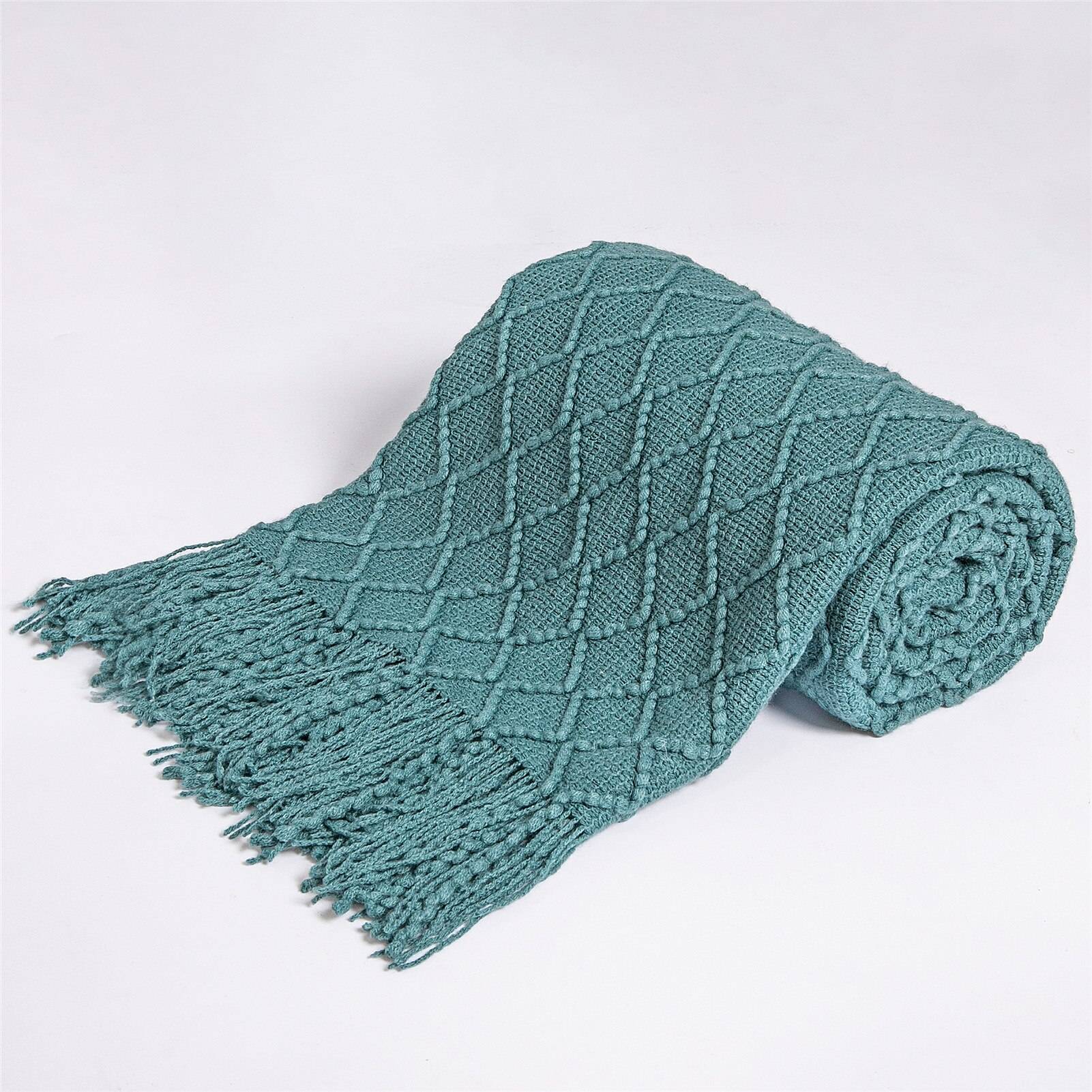 Knit Throw Blanket Solid Decorative Color