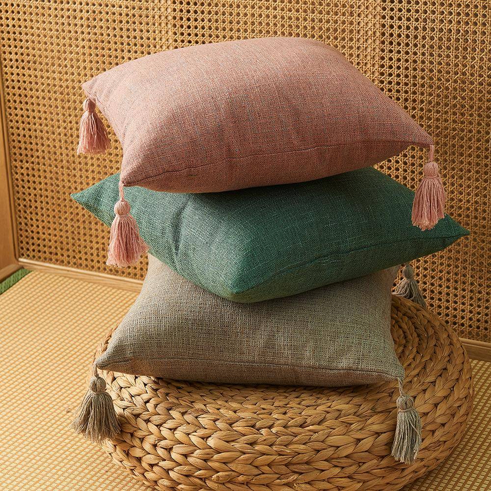 Hemp Tassel Pillow Cases Bohemian Pillowcase Throw Pillow Sham Covers