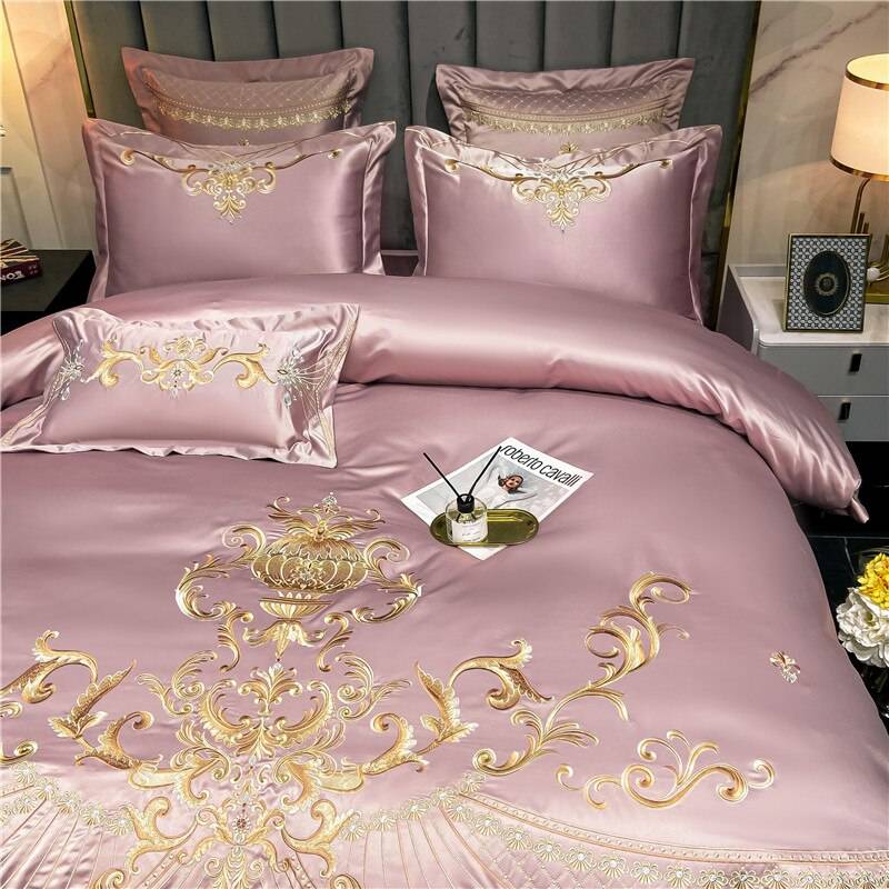 Luxury Royal Sateen Silk Cotton Embroidered Bedding Set Luxury Royal Sateen Silk Cotton Embroidered Bedding Set