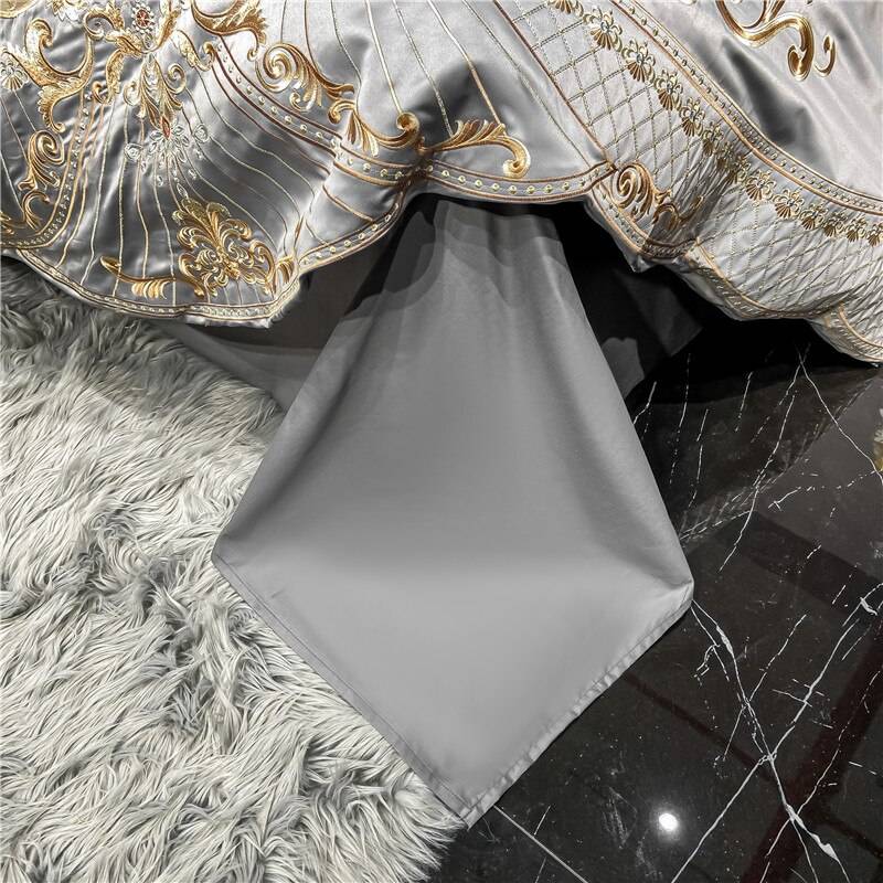 Luxury Royal Sateen Silk Cotton Embroidered Bedding Set Luxury Royal Sateen Silk Cotton Embroidered Bedding Set
