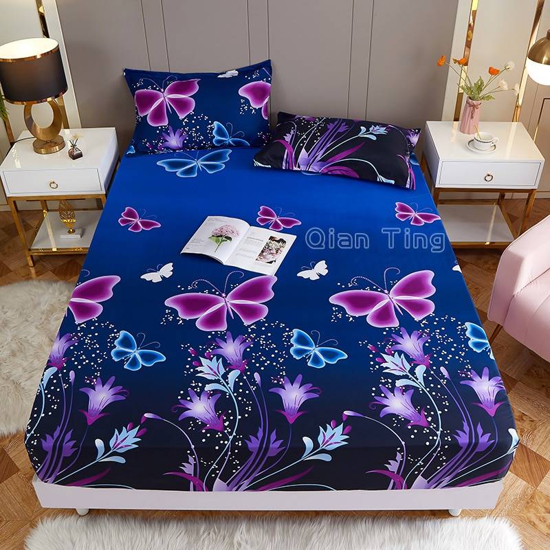 Polyester Printed Fitted Sheet Mattress Cover Fitted Sheets