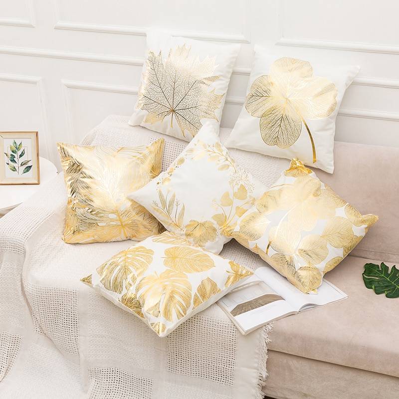 45cm Stamping Gold Pillowcase Retro European Style Sofa Cushion Cover Home Decorative Short Plush Pillow Cover Cushion Bed Car Throw Pillow Sham Covers