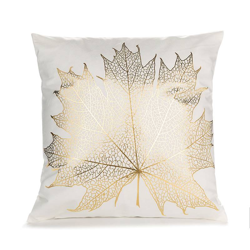 White Golden leaf Pillowcase Retro European Style Sofa Cushion Covers 