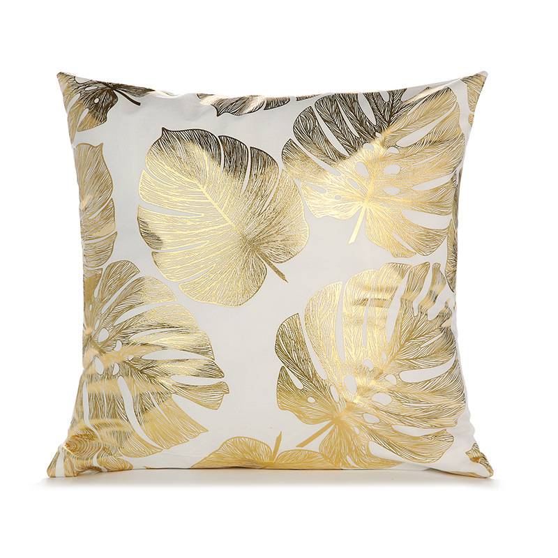 45cm White Gold leaf Pillowcase Retro European Style Sofa Cushion Covers 