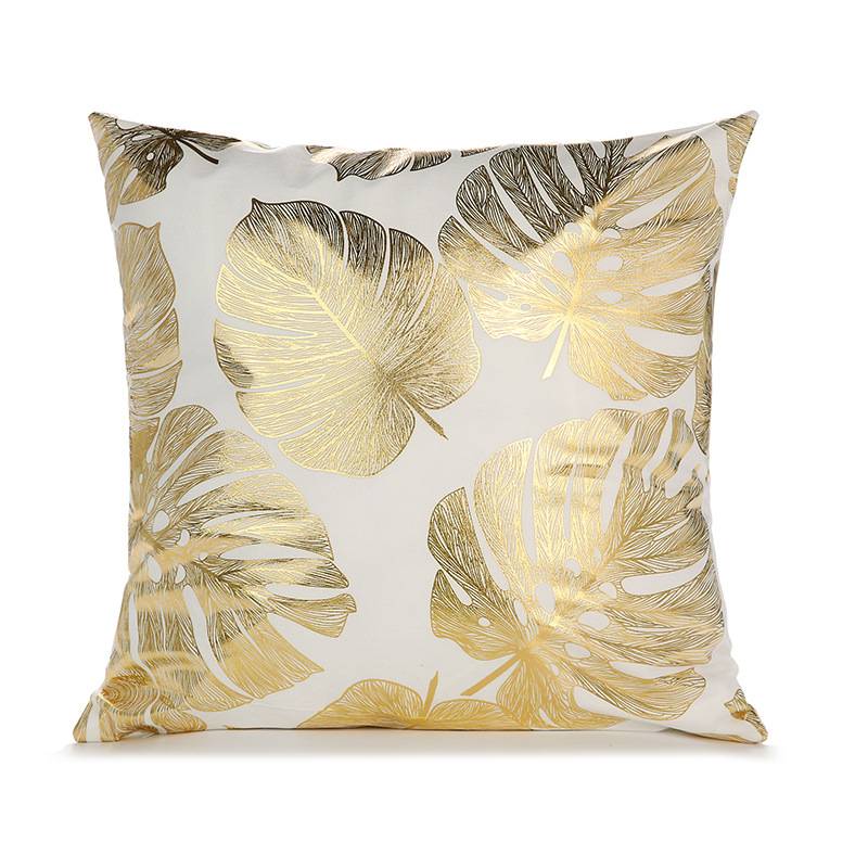 White Gold leaf Pillowcase Retro European Style Sofa Cushion Covers 45cm White Gold leaf Pillowcase Retro European Style Sofa Cushion Covers