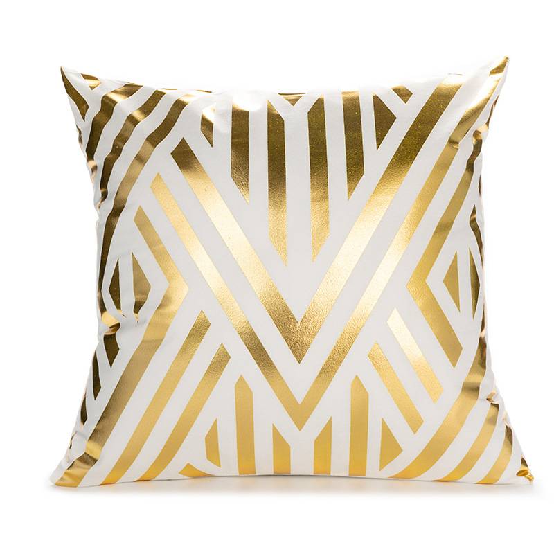 45cm White Golden Geometrical Pillowcase Retro European Style Sofa Cushion Covers 
