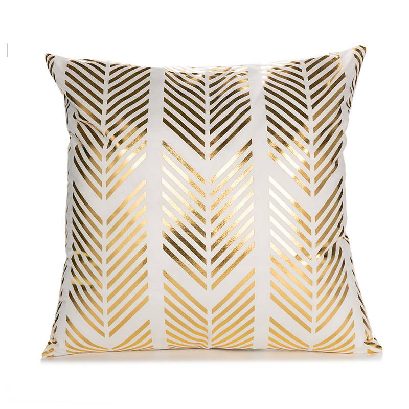 45cm White Gold Geometrical Pillowcase Retro European Style Sofa Cushion Covers 