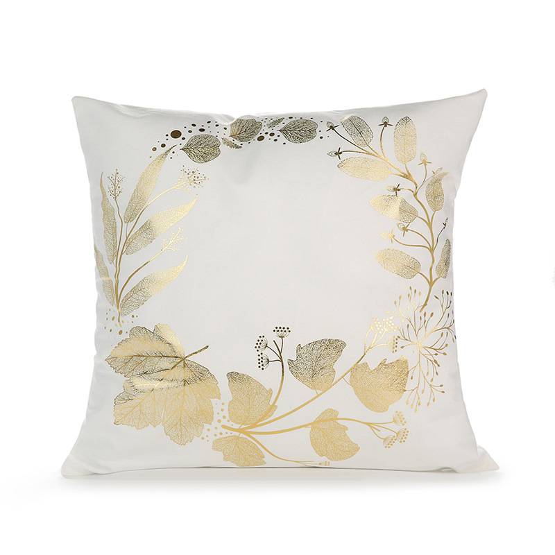 45cm White & Gold Leafs Pillowcase Retro European Style Sofa Cushion Covers 