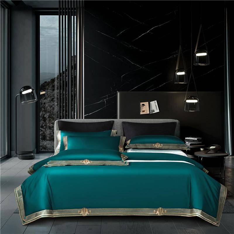 Golden Embroidery Luxury Royal Bedding Set -Premium Egyptian Cotton Golden Embroidery Luxury Royal Bedding Set -Premium Egyptian Cotton