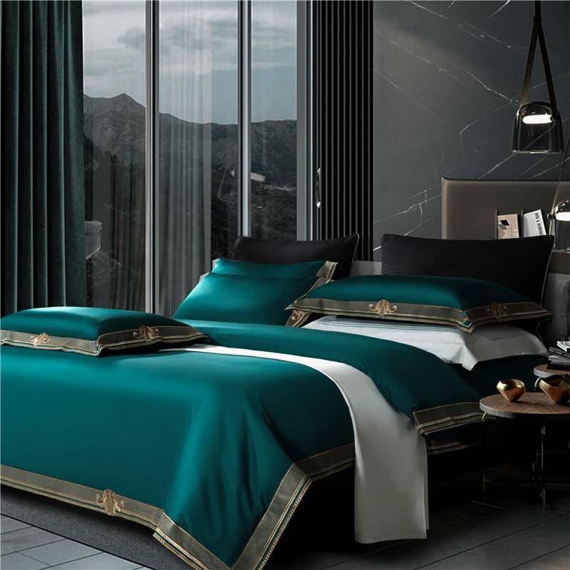 Golden Embroidery Luxury Royal Bedding Set -Premium Egyptian Cotton Golden Embroidery Luxury Royal Bedding Set -Premium Egyptian Cotton