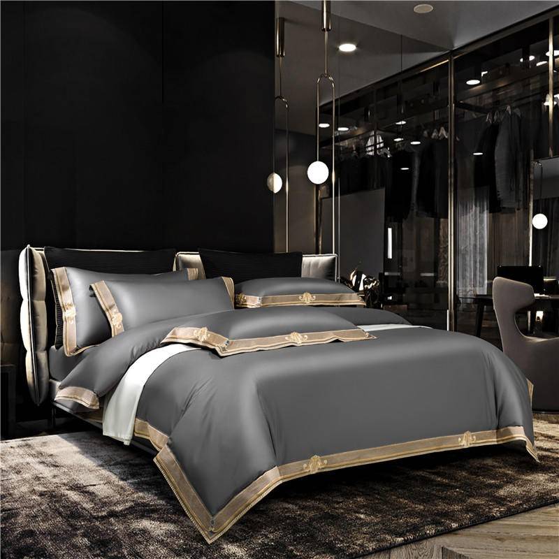 Golden Embroidery Luxury Royal Bedding Set -Premium Egyptian Cotton Golden Embroidery Luxury Royal Bedding Set -Premium Egyptian Cotton