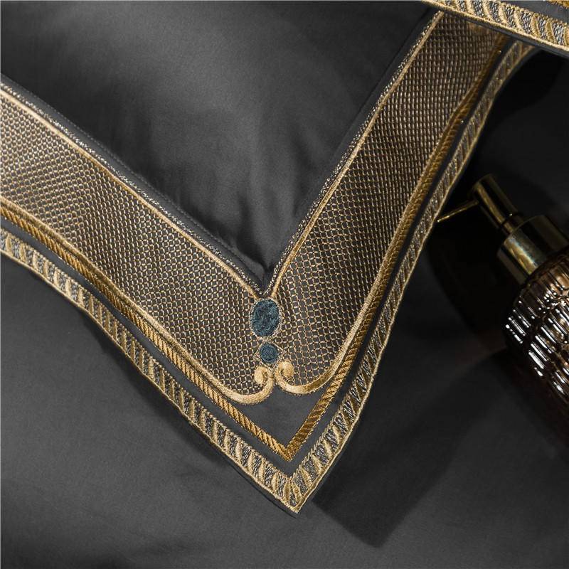 Golden Embroidery Luxury Royal Bedding Set -Premium Egyptian Cotton Golden Embroidery Luxury Royal Bedding Set -Premium Egyptian Cotton