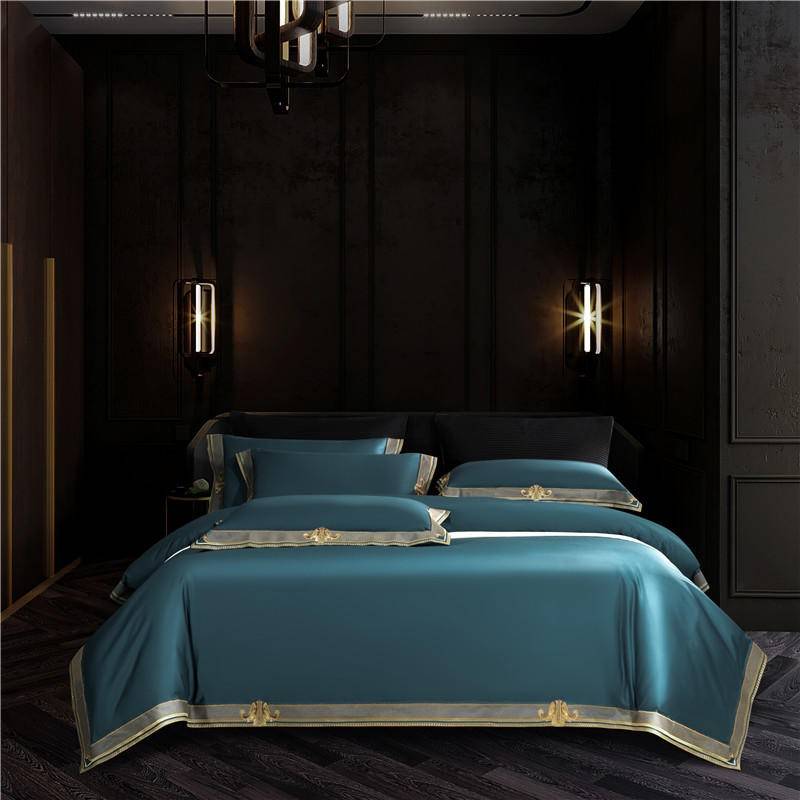Golden Embroidery Luxury Royal Bedding Set -Premium Egyptian Cotton Golden Embroidery Luxury Royal Bedding Set -Premium Egyptian Cotton
