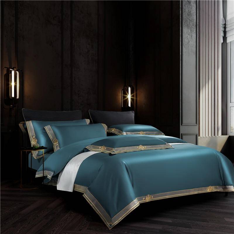 Golden Embroidery Luxury Royal Bedding Set -Premium Egyptian Cotton Golden Embroidery Luxury Royal Bedding Set -Premium Egyptian Cotton