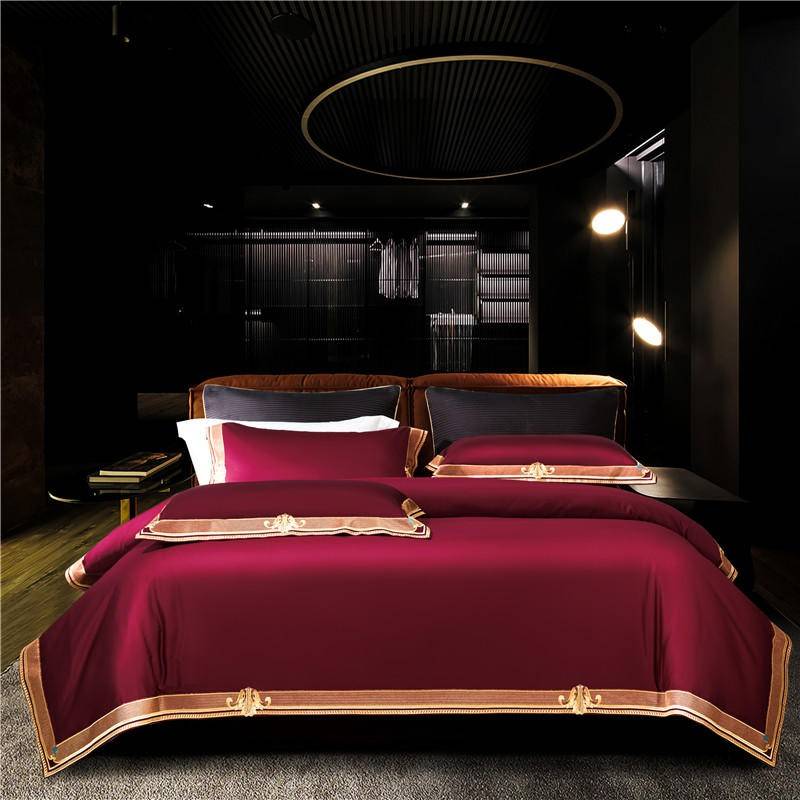 Golden Embroidery Luxury Royal Bedding Set -Premium Egyptian Cotton Golden Embroidery Luxury Royal Bedding Set -Premium Egyptian Cotton