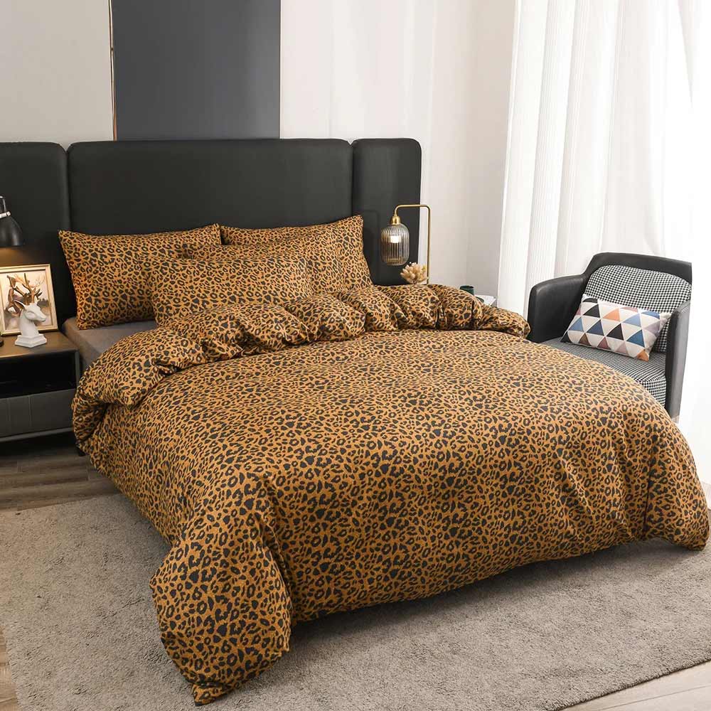 3Pcs Leopard Pattern 100% Cotton Bedding Set