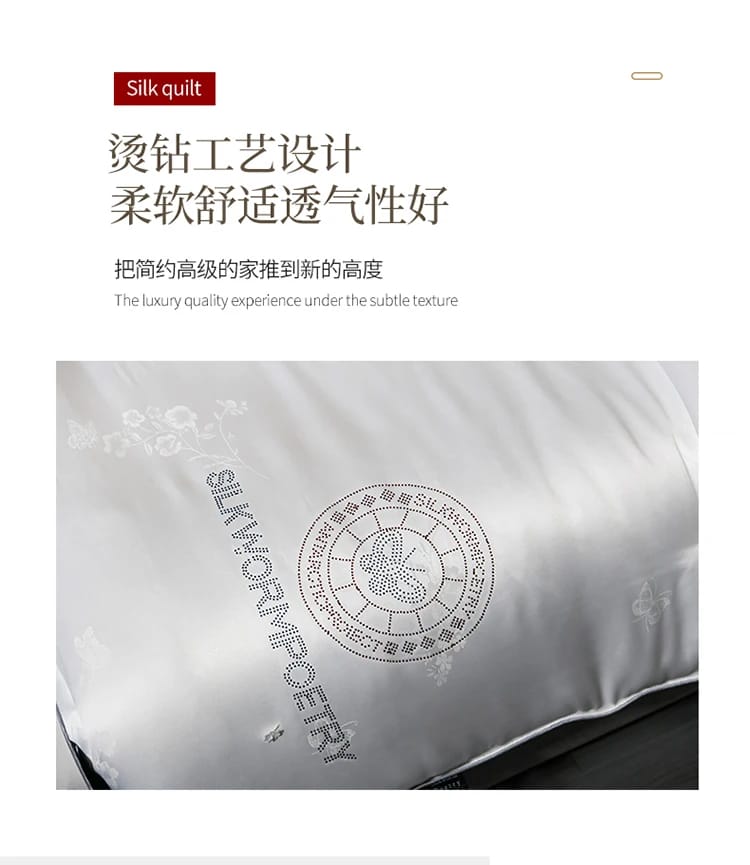 100% Mulberry Silk Comforter with Floral Design