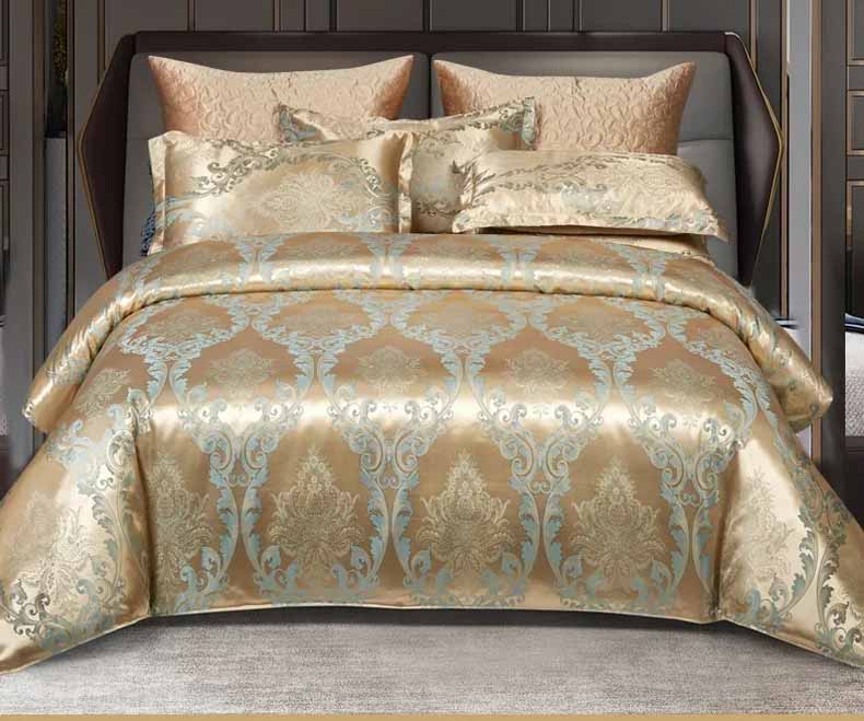 Ivory Wedding Bedding Set Jacquard Satin Silk Duvet Cover Luxury Duvet Covers
