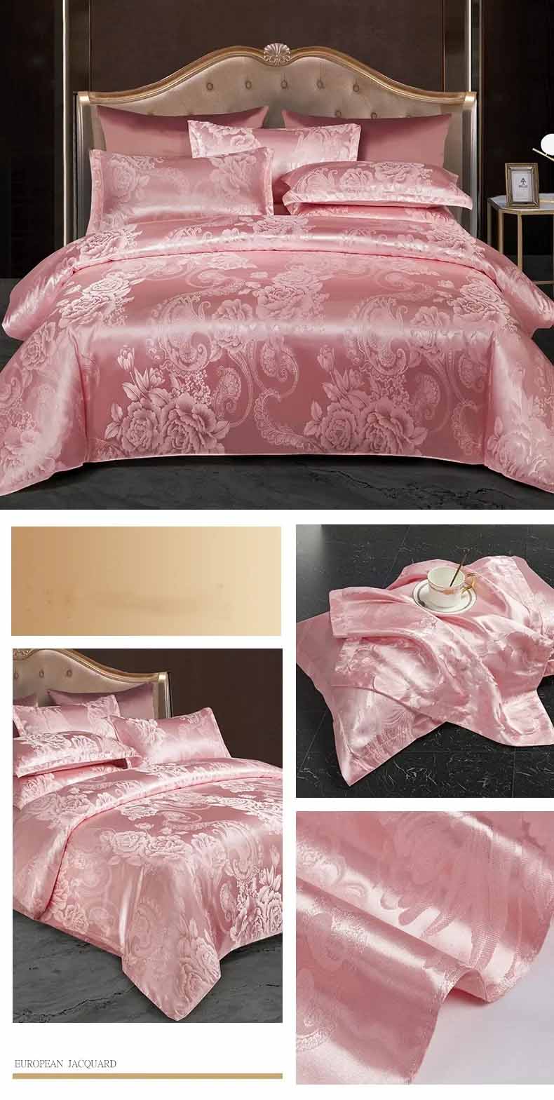 Ivory Wedding Bedding Set Jacquard Satin Silk Duvet Cover Luxury Duvet Covers