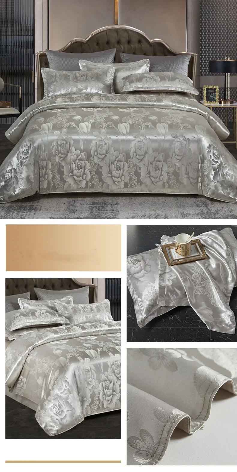 Ivory Wedding Bedding Set Jacquard Satin Silk Duvet Cover Luxury Duvet Covers