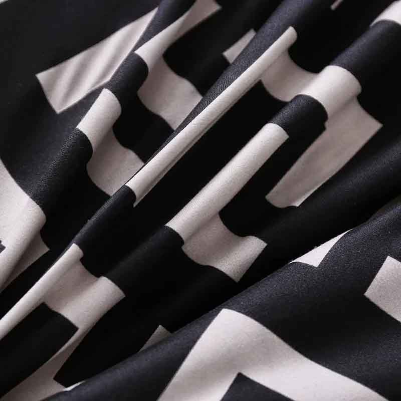 Luxury Soft Black and White Geometric Bedding Set