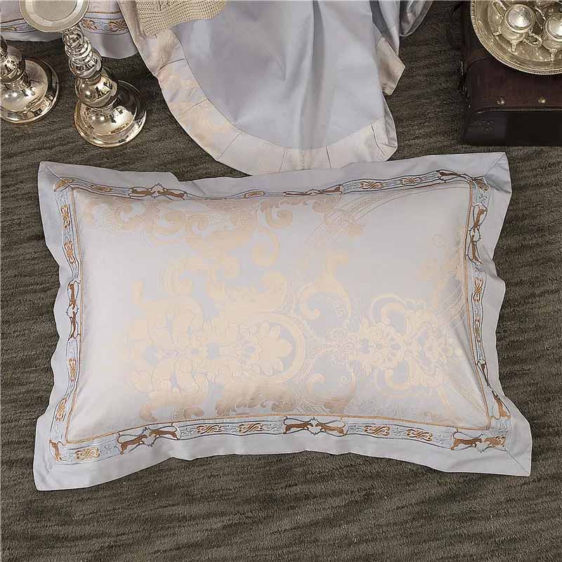 Silver Gold Satin Embroidered Duvet Cover Luxury Bedding Set