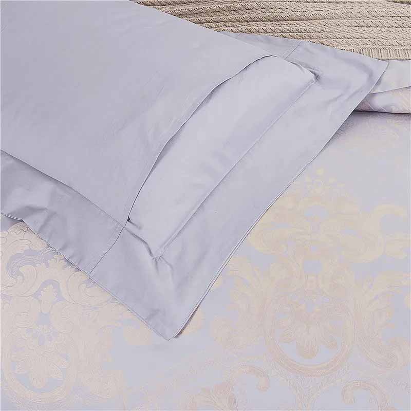 Silver Gold Satin Embroidered Duvet Cover Luxury Bedding Set