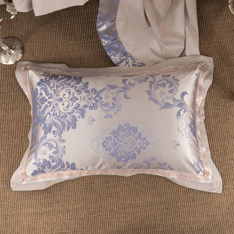 Silver Gold Satin Embroidered Duvet Cover Luxury Bedding Set