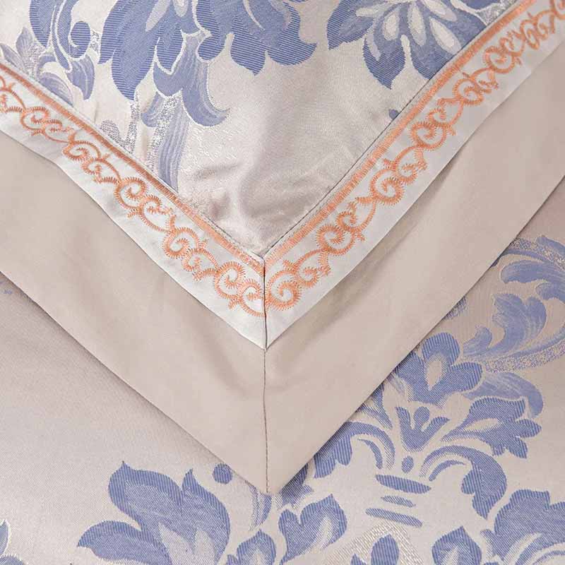 Silver Gold Satin Embroidered Duvet Cover Luxury Bedding Set