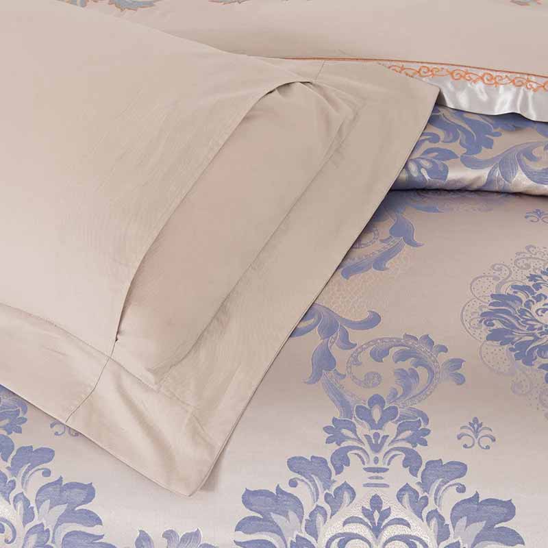 Silver Gold Satin Embroidered Duvet Cover Luxury Bedding Set