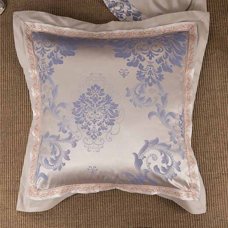 Silver Gold Satin Embroidered Duvet Cover Luxury Bedding Set