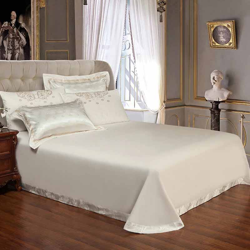 Silver Gold Satin Embroidered Duvet Cover Luxury Bedding Set