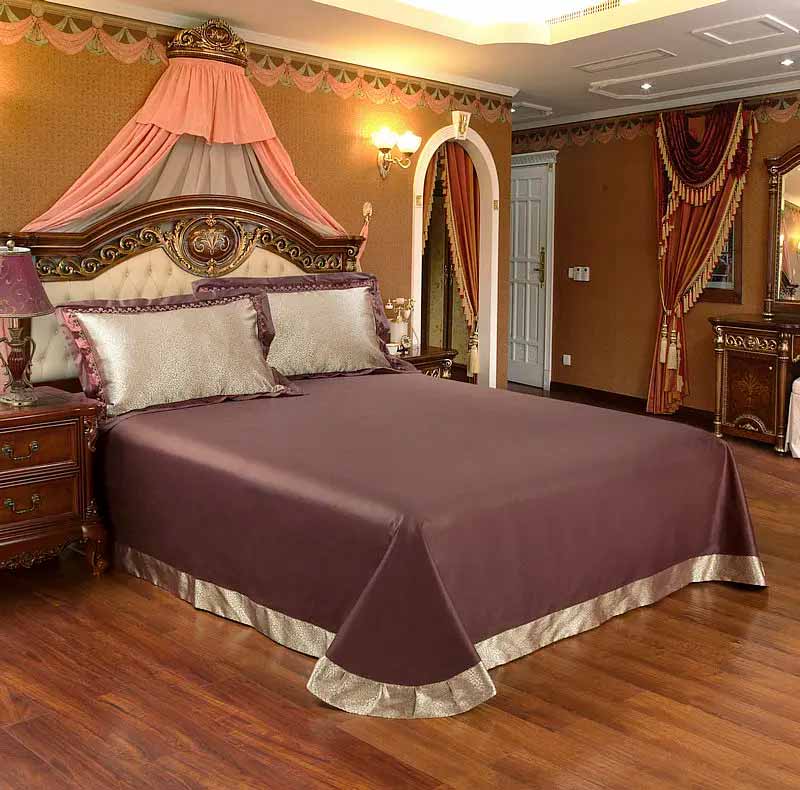 Silver Gold Satin Embroidered Duvet Cover Luxury Bedding Set