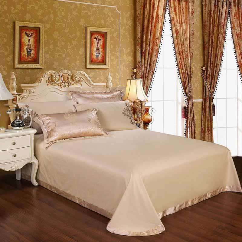 Silver Gold Satin Embroidered Duvet Cover Luxury Bedding Set
