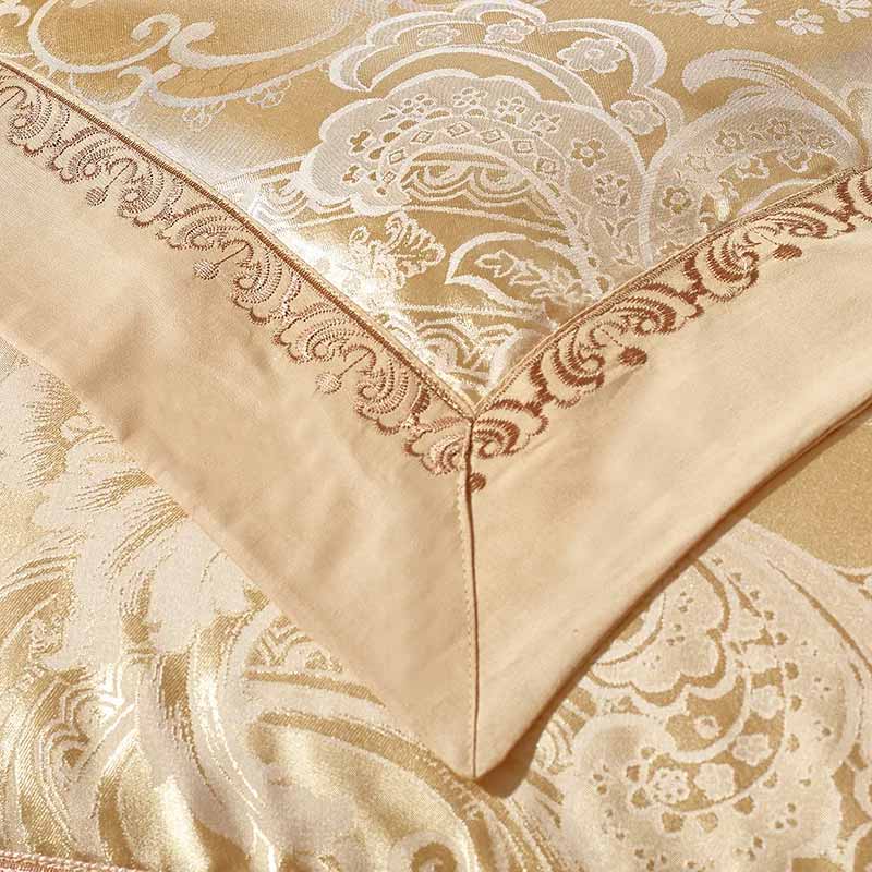 Silver Gold Satin Embroidered Duvet Cover Luxury Bedding Set