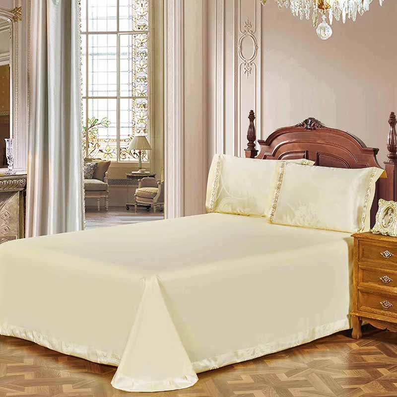 Silver Gold Satin Embroidered Duvet Cover Luxury Bedding Set