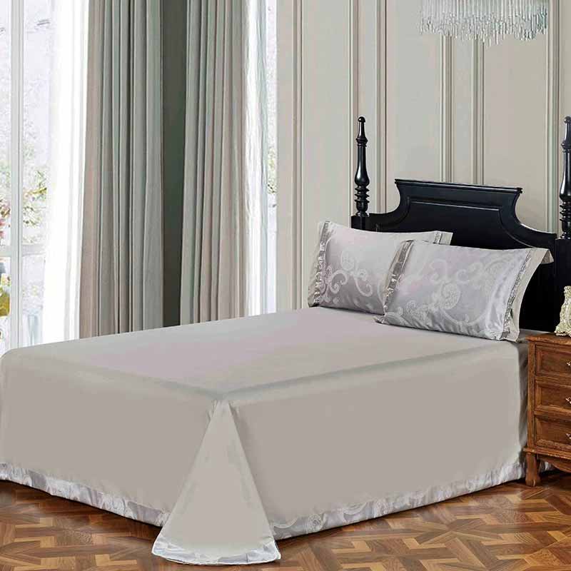 Silver Gold Satin Embroidered Duvet Cover Luxury Bedding Set